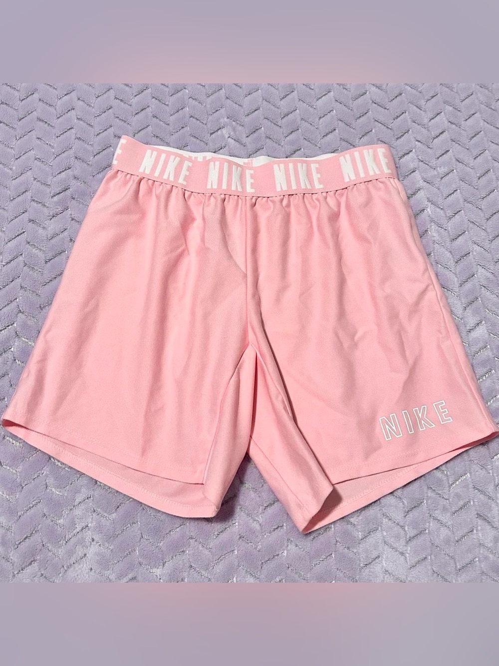 Nike Women’s Light Pink Athletic Shorts with Branded Waistband